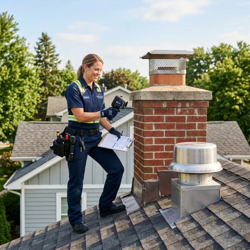 Technician inspecting a Freshwater Creek roof cavity and ductwork for a dead bird